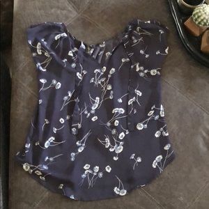 Navy floral blouse